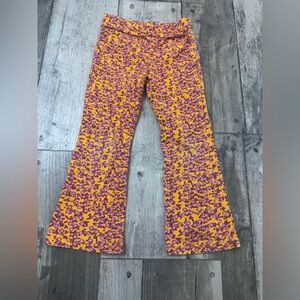 Oilily Girls Blue Floral 70’s Inspired Flare Pants Stretch Pull On Cotton 104/4